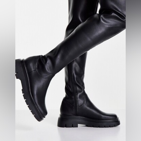 Steve Madden Black Gibbs Over-the-Knee Platform Boots - Picture 2 of 9